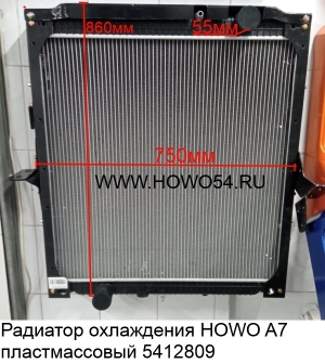 Радиатор охлаждения HOWO A7 пластмассовый (5412809) WG9925530031