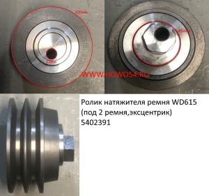 Ролик натяжителя ремня WD615 (под 2 ремня,эксцентрик) (5402391)	612600060440