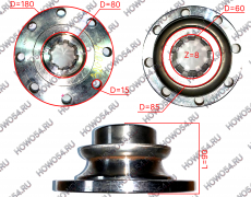 Фланец моста HOWO 180/90/8/8 (диаметр /высота/шлиц/отв) 54320014 99128320014