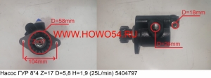 Насос ГУР 8*4 Z=17 D=5,8 H=1,9 (25L/min)