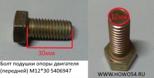 Болт подушки опоры двигателя ( передней) М12*30 (5406947) Q150B1222