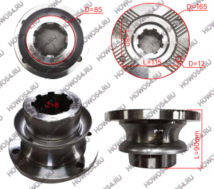 Фланец среднего моста 165mm/ 90mm/ (8шл)/ 4 отв 5403166 AZ9014320205