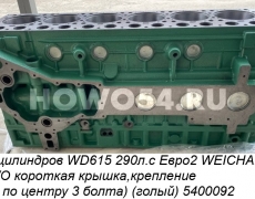 Блок цилиндров WD615 290л.с Евро2 WEICHAI (HOWO короткая крышка,крепление ТНВД по центру 3 болта) (голый) 5400092 61500010383