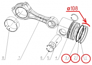 Кольцо поршневое YC6108
