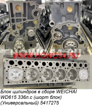 Блок цилиндров в сборе WEICHAI WD615 336л.с (шорт блок) (Универсальный) 5417275 6126000900212/0224/0039