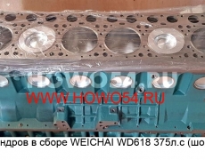 Блок цилиндров в сборе WEICHAI WD618 375л.с (шорт блок) (5415358) 61800010109/602600900131