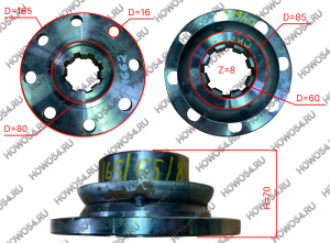 Фланец среднего моста 165mm/ 70mm/ (8шл)/ 8 отв 5404662 199012320110