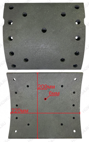 Накладка тормозная задняя (15 отверстий DONGFENG TIANLONG) Креатек CK9257 3502ZB7-105